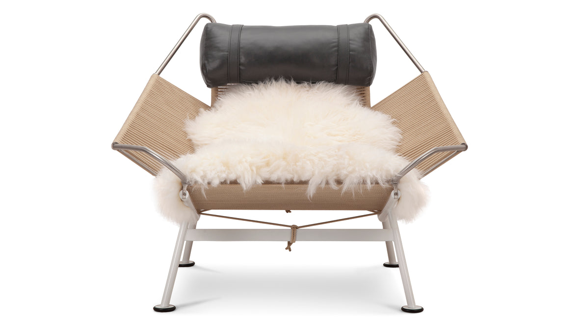 Halyard - Halyard Lounge Chair, Midnight Black Premium Leather and Icelandic Sheepskin