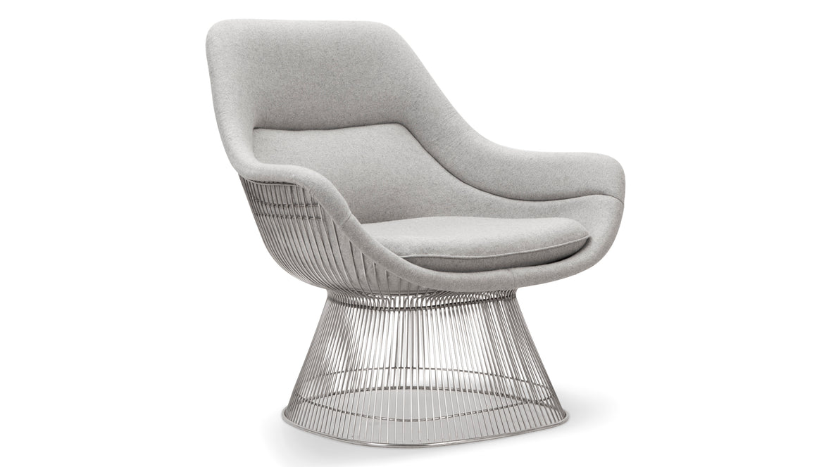 Platner Style Chair - Platner Style Lounge Chair, Light Gray Wool