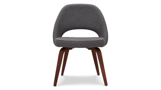 Executive Style - Executive Style Armless Dining Chair, Dark Gray Wool and Walnut