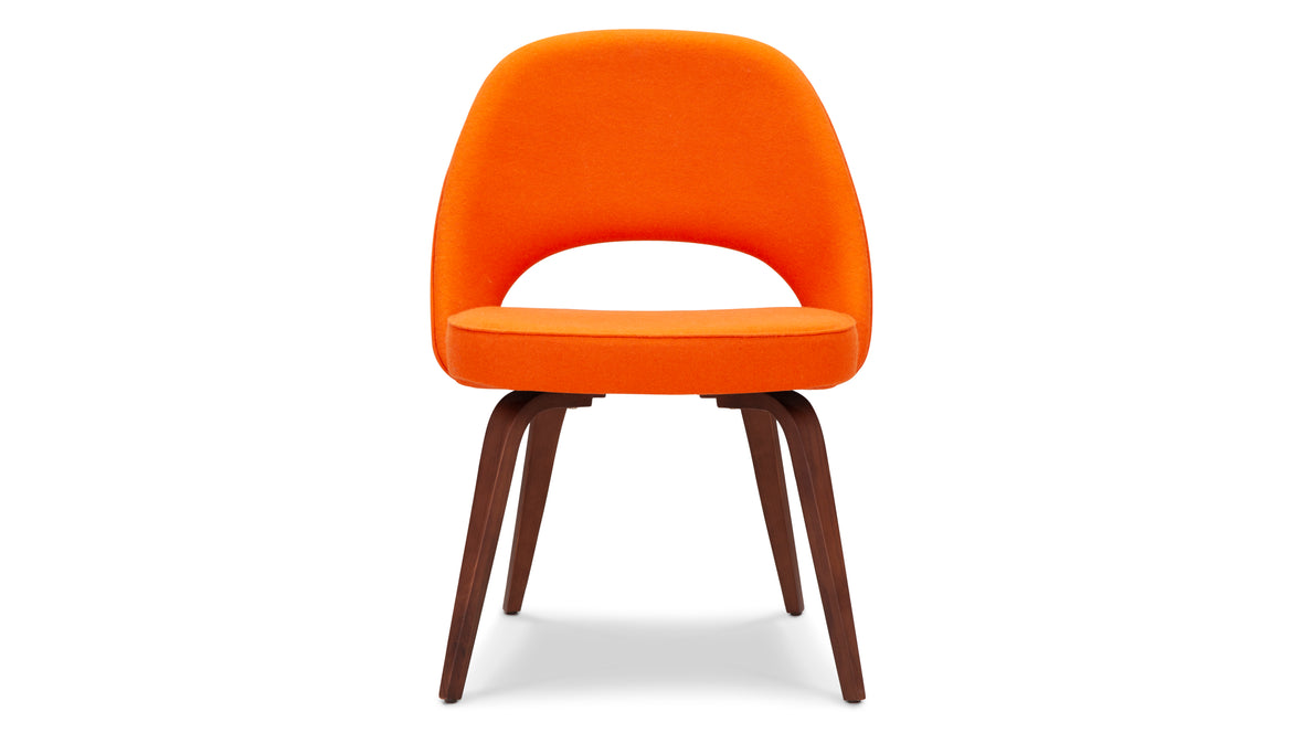 Executive Style - Executive Style Armless Dining Chair, Tangerine Orange Wool and Walnut