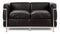 Corbusier Sofa - Corbusier Petit Modele Two Seater Sofa, Black Premium Leather
