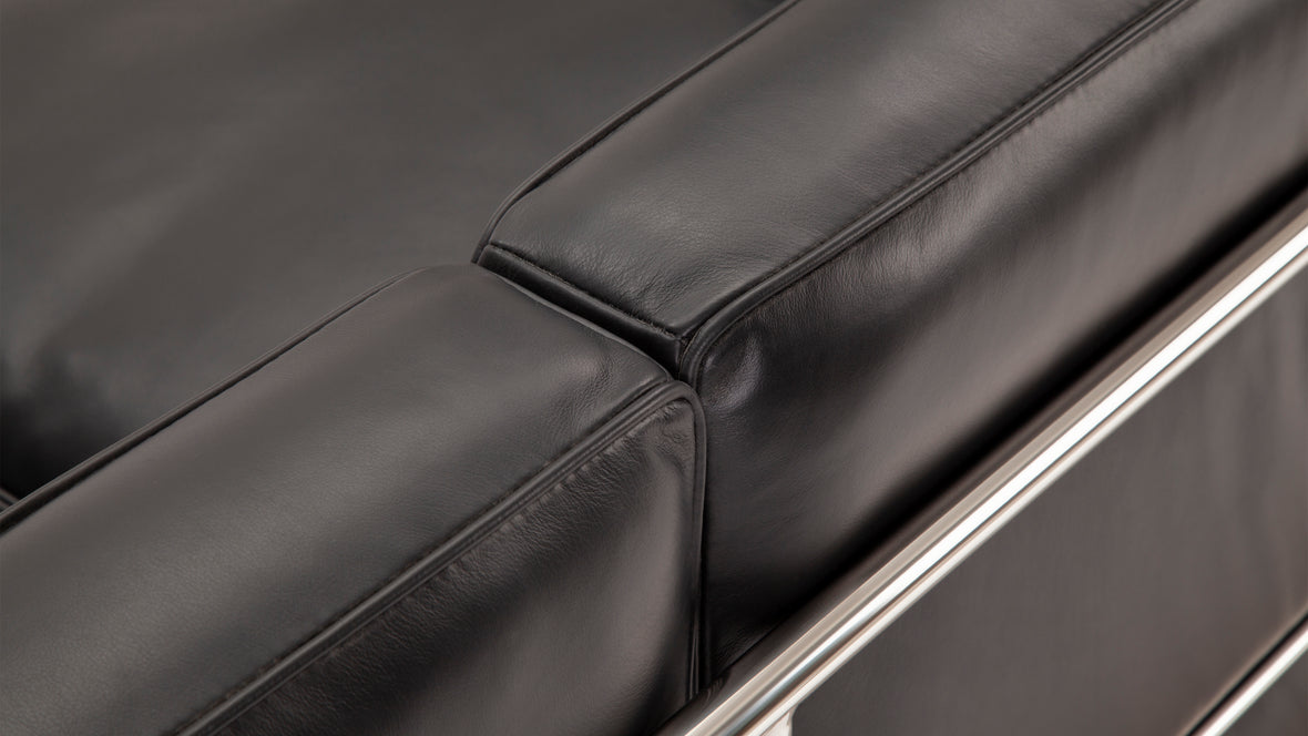 Corbusier Sofa - Corbusier Petit Modele Three Seater Sofa, Black Premium Leather