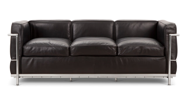 Corbusier Sofa - Corbusier Petit Modele Three Seater Sofa, Black Premium Leather