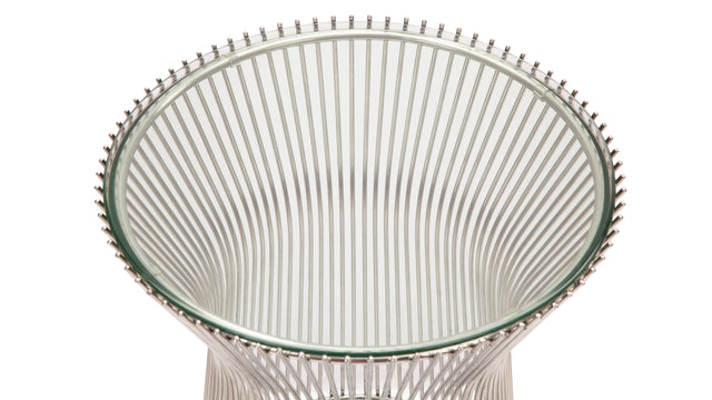 Platner Style Side - Platner Style Side Table, Glass and Polished Nickel
