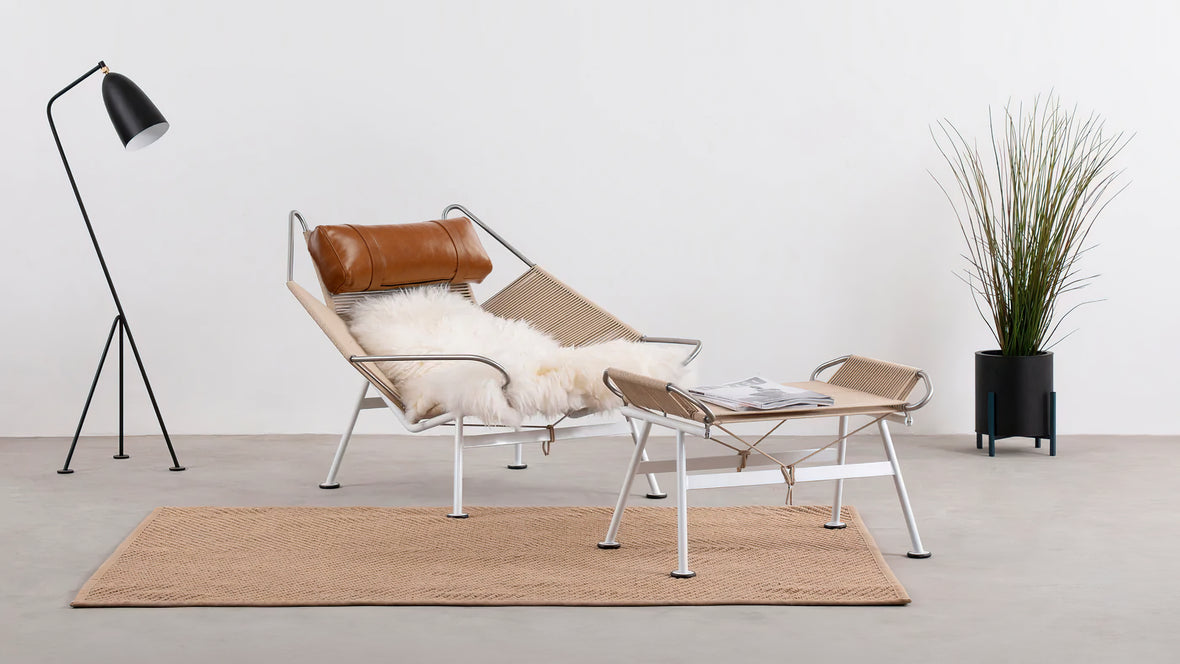 Halyard Chair - Halyard Lounge Chair, Tan Premium Leather and Icelandic Sheepskin