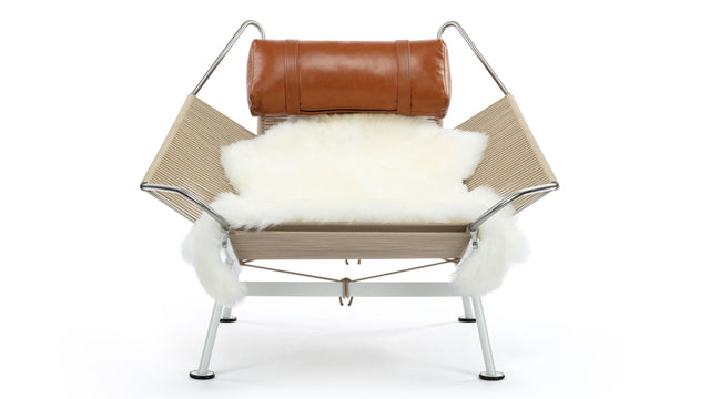 Halyard - Halyard Lounge Chair, Tan Premium Leather and Icelandic Sheepskin