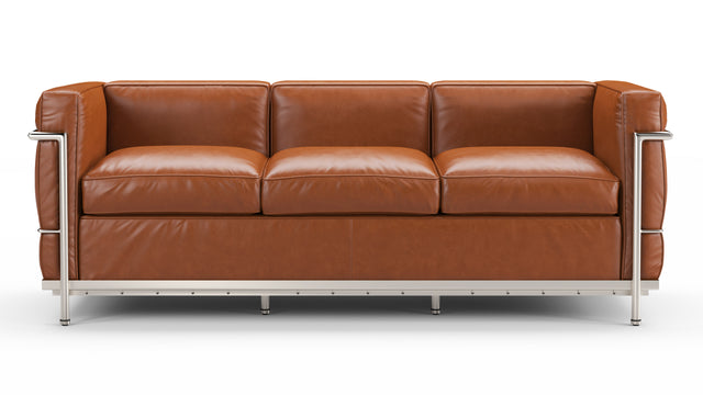 Corbusier - Corbusier Petit Modele Three Seater Sofa, Tan Premium Leather