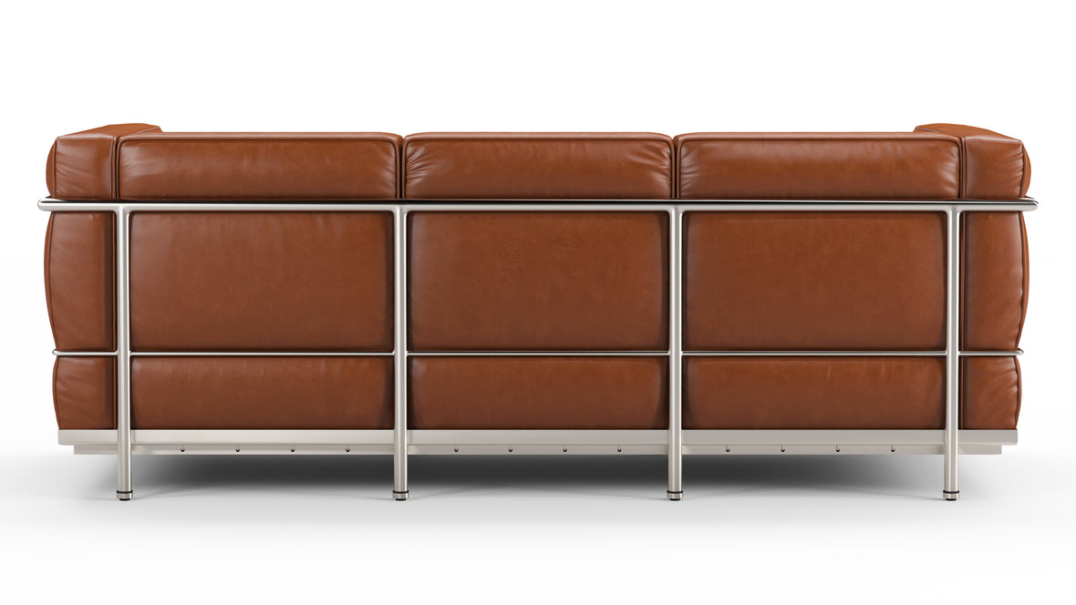 Corbusier Sofa - Corbusier Petit Modele Three Seater Sofa, Tan Premium Leather