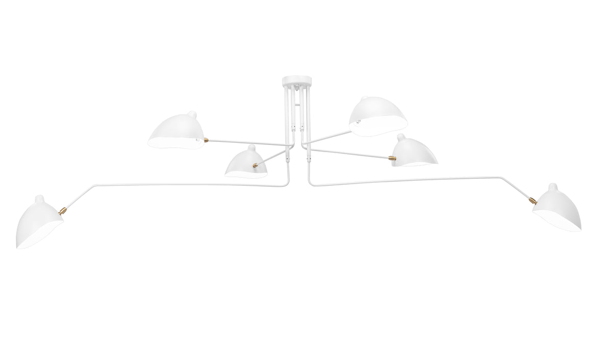 Mouille Ceiling - Mouille Ceiling Light, Six Arms, White, W110 in