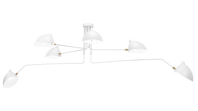 Mouille Ceiling - Mouille Ceiling Lamp 6 Arms, White, W110 in