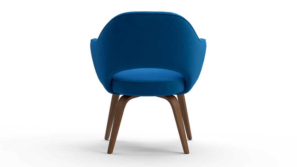 Executive Style - Executive Style Arm Chair, Indigo Blue Wool and Walnut