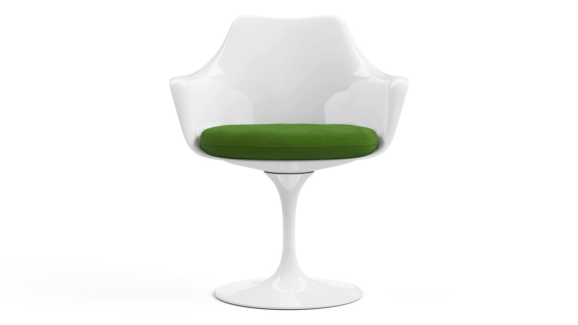 Tulip Style Chair - Tulip Style Armchair, Green Wool