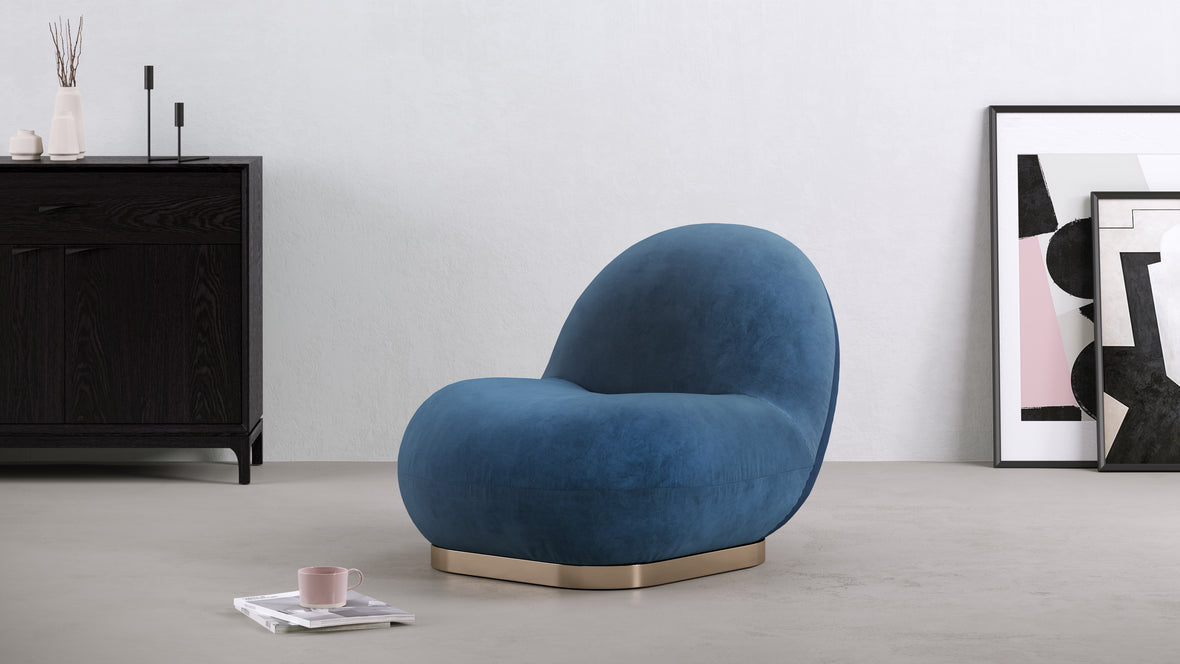 Paulin Chair - The Paulin Lounge Chair, Aegean Blue Velvet