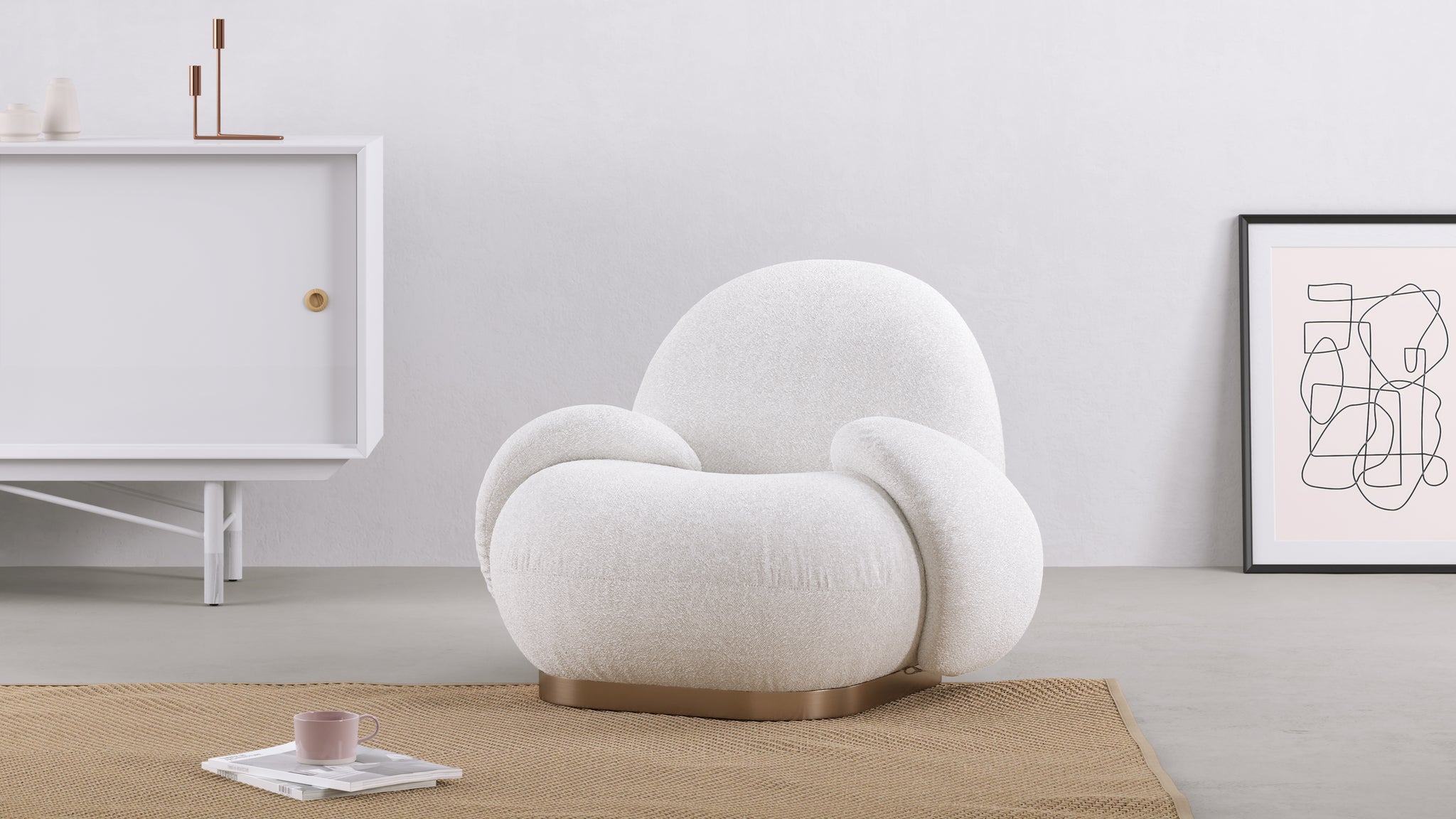 Fluffy best sale white armchair