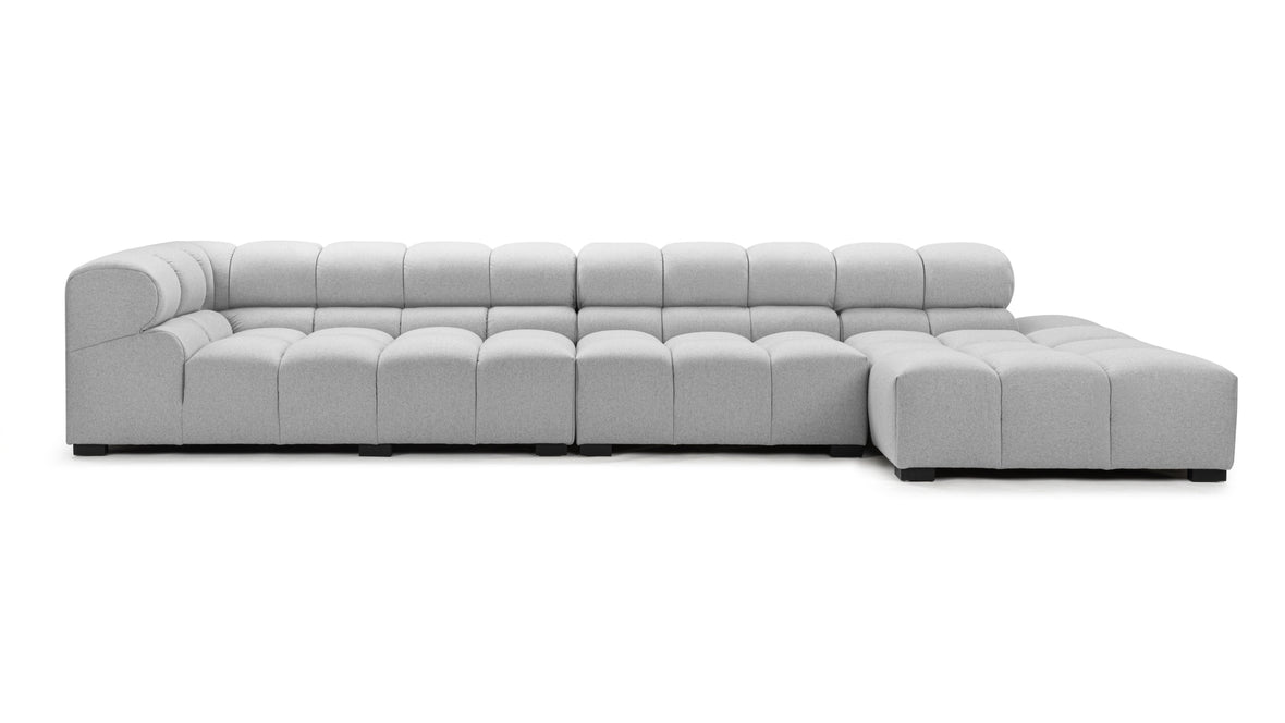 Tufted Time Sectional, Right Chaise, Light Gray Wool | Interior Icons