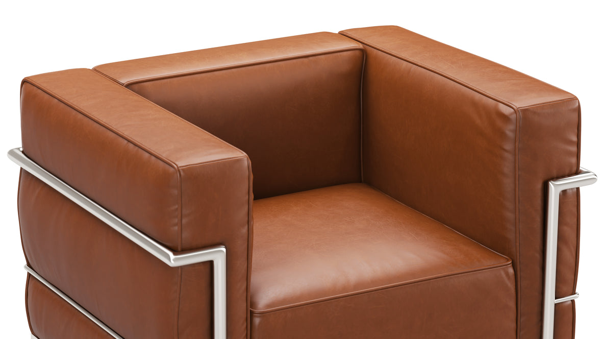 Corbusier Chair - Corbusier Grand Modele Lounge Chair, Tan Premium Leather