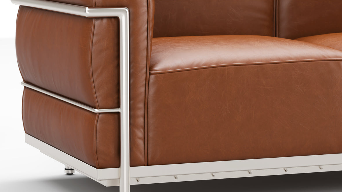 Corbusier - Corbusier Grand Modele Two Seater Sofa, Tan Premium Leather