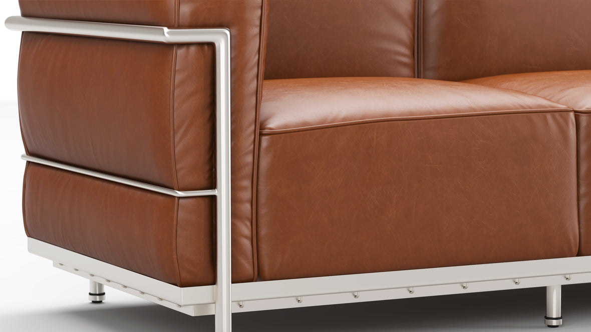 Corbusier Sofa - Corbusier Grand Modele Three Seater Sofa, Tan Premium Leather