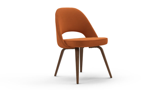 Executive Style - Executive Style Armless Dining Chair, Burnt Orange Wool and Walnut