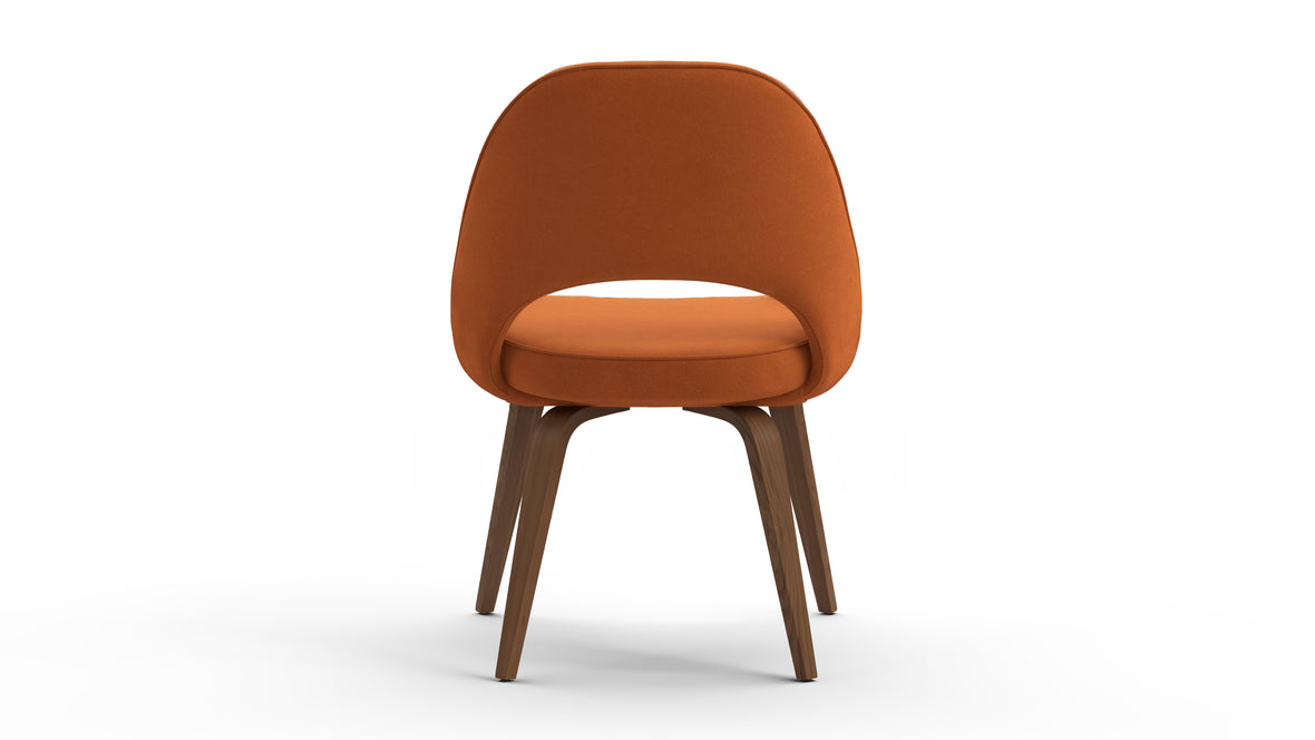 Executive Style - Executive Style Armless Dining Chair, Burnt Orange Wool and Walnut