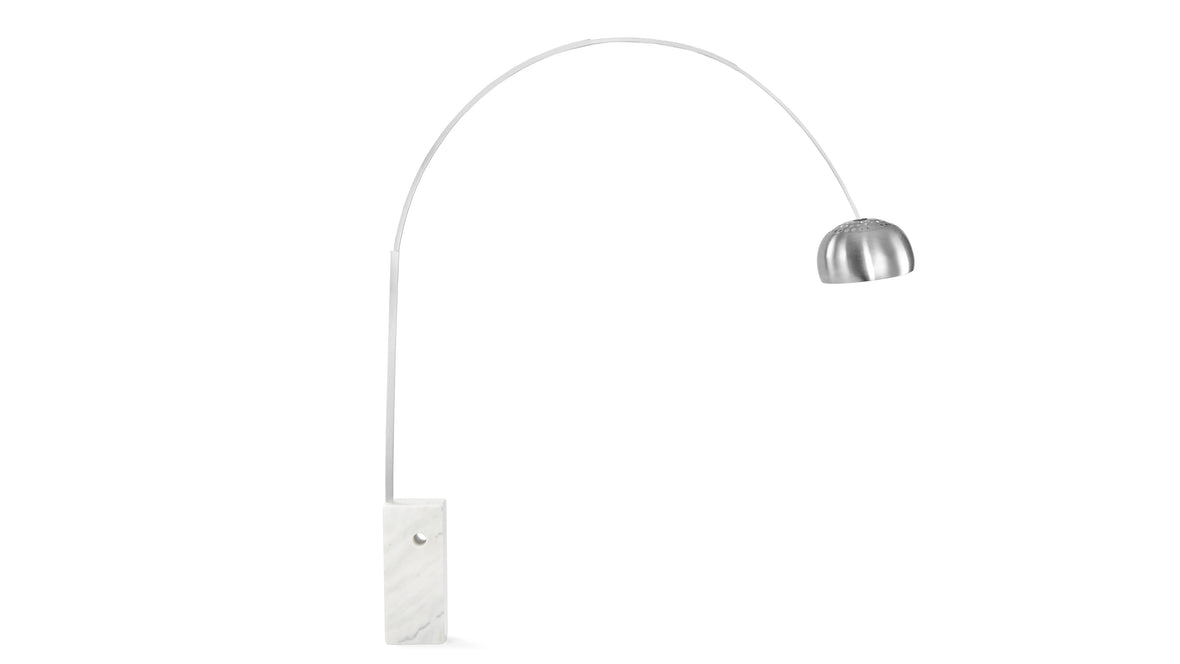 Achille - Achille Floor Lamp, Carrara Marble and Stainless Steel