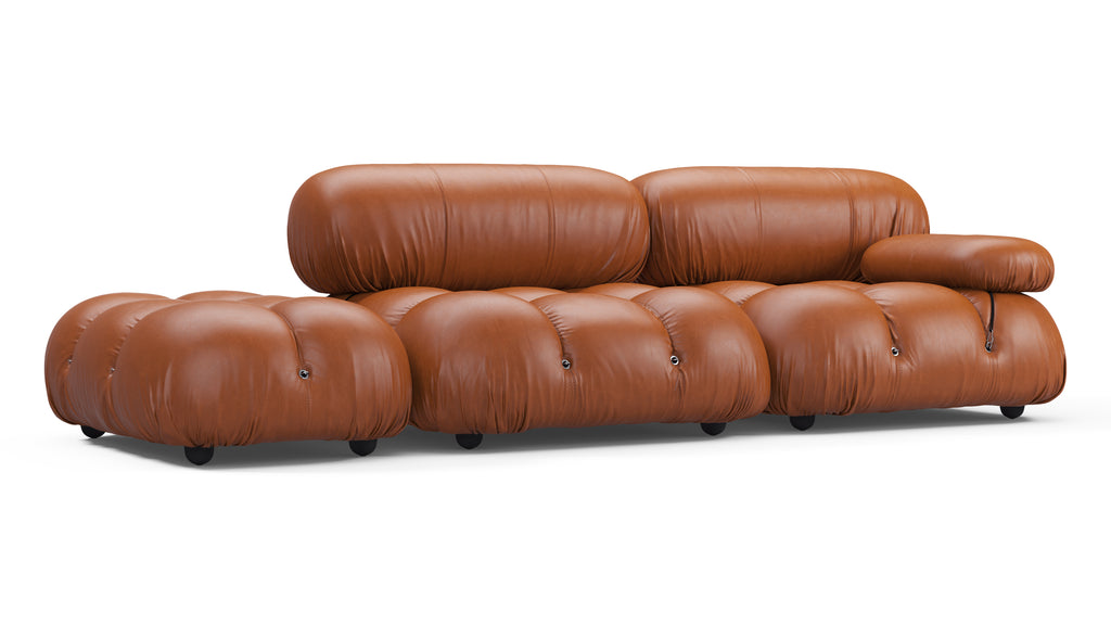 Belia Open End Sofa, Left, Tan Premium Leather | Interior Icons