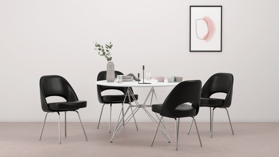 Executive Style - Executive Style Armless Dining Chair, Black Italian Leather