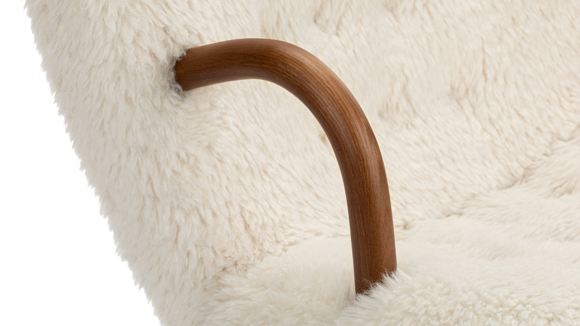 Clam - Clam Chair, White Long Hair Sherpa