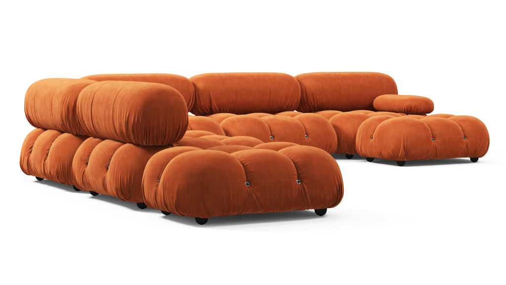 Belia Large Sectional, Right Corner, Orange Velvet | Interior Icons