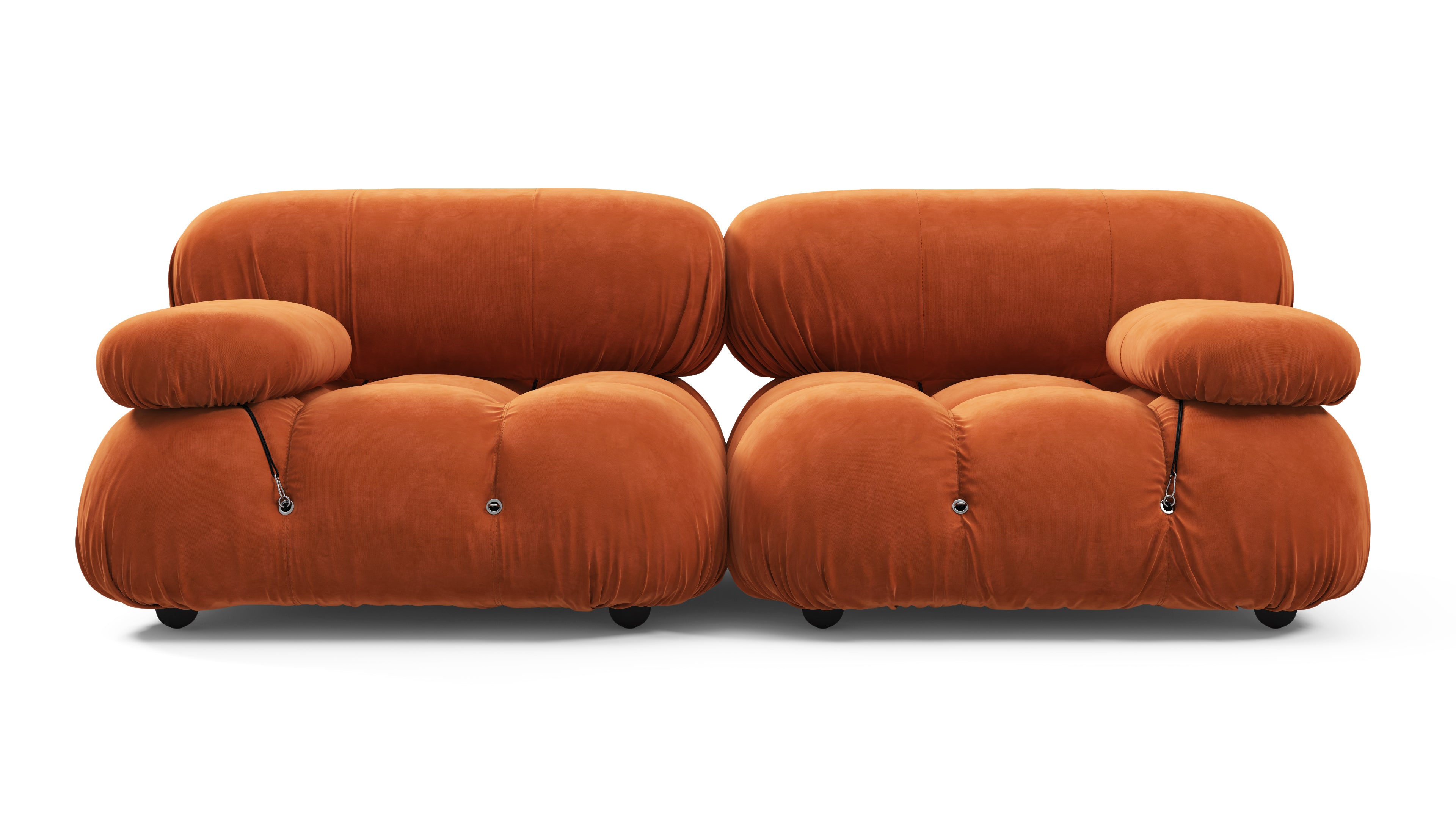 Belia Two Seater Sofa, Orange Velvet | Interior Icons