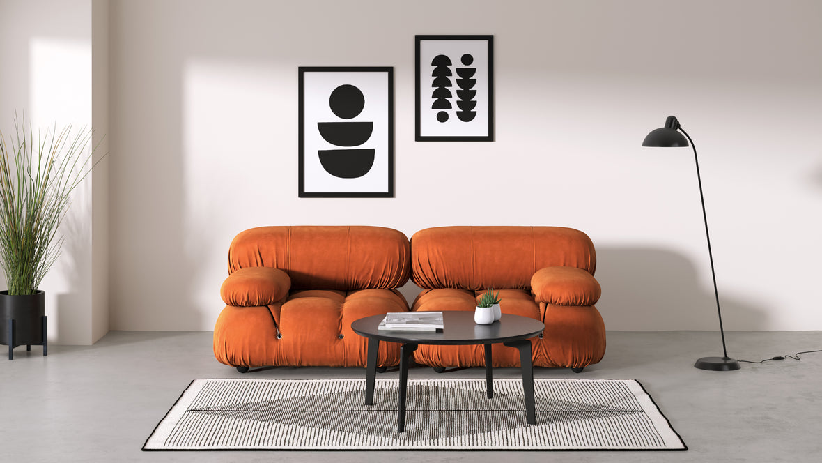 Belia Sofa - Belia Two Seater Sofa, Apricot Velvet