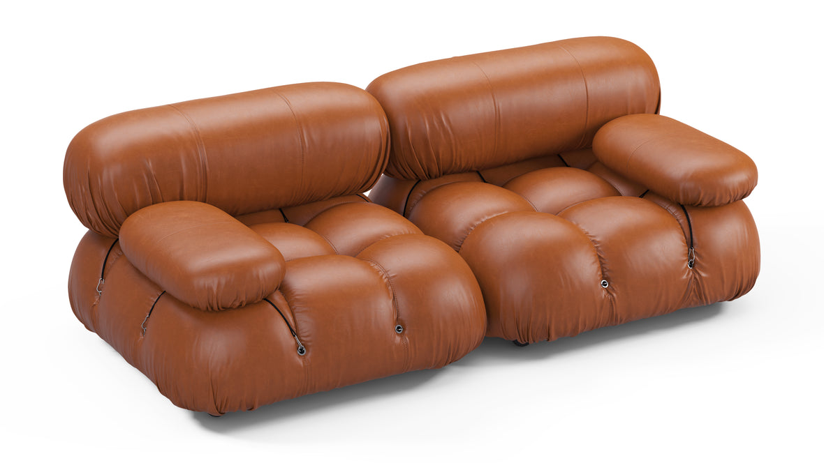 Belia - Belia Two Seater Sofa, Tan Premium Leather
