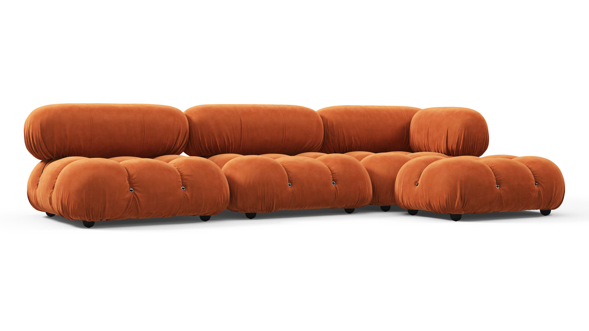 Belia Sectional - Belia Sectional, Right Chaise, Apricot Velvet