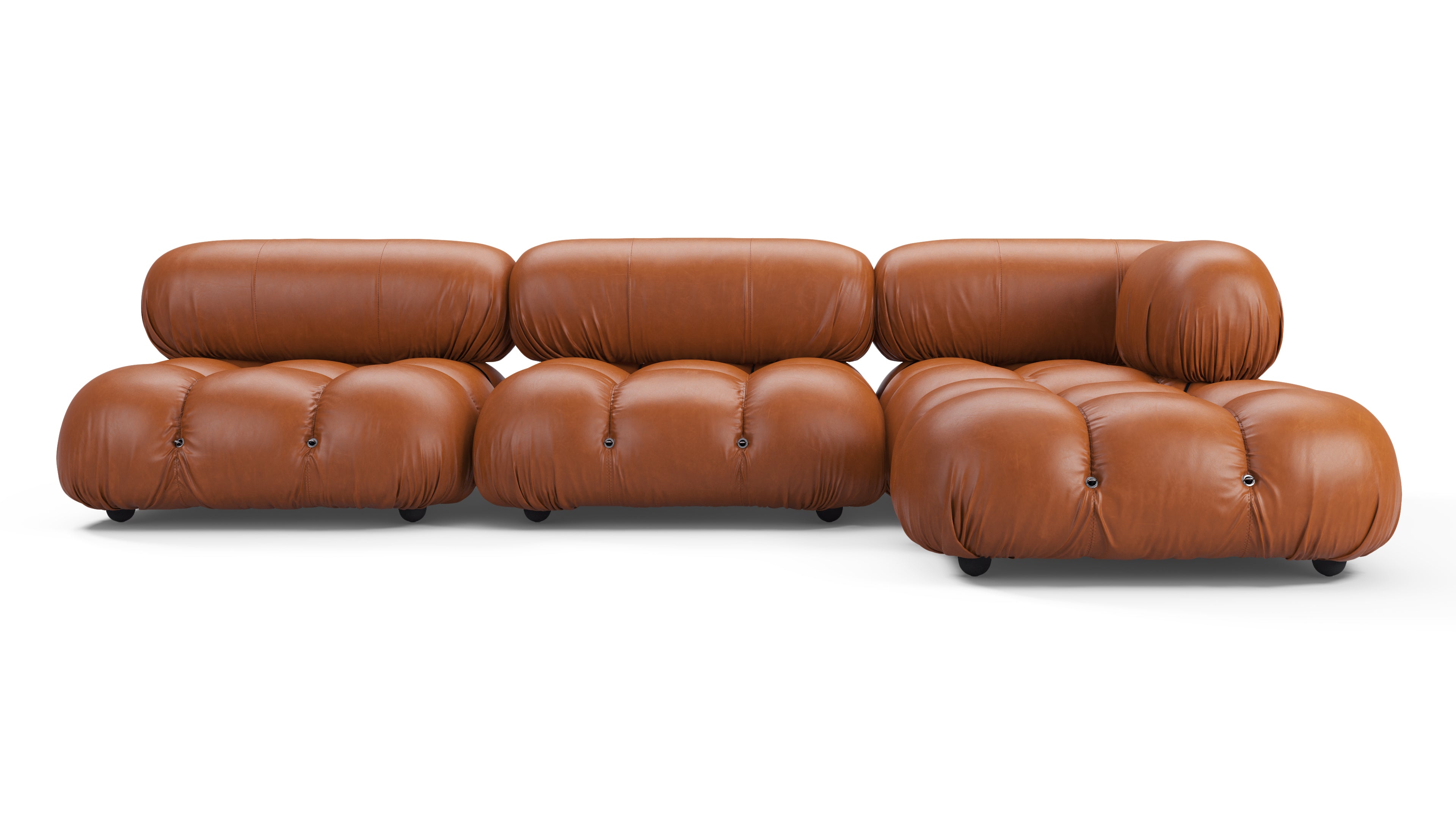 Belia Sectional, Right Chaise, Tan Premium Leather | Interior Icons