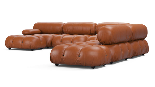 Belia - Belia Large Sectional, Left Corner, Tan Premium Leather