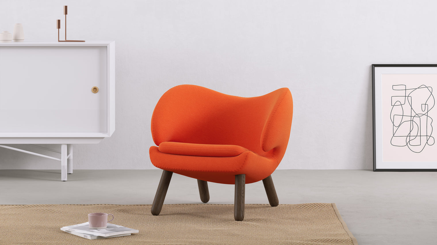 Pelican - Pelican Lounge Chair, Orange Wool