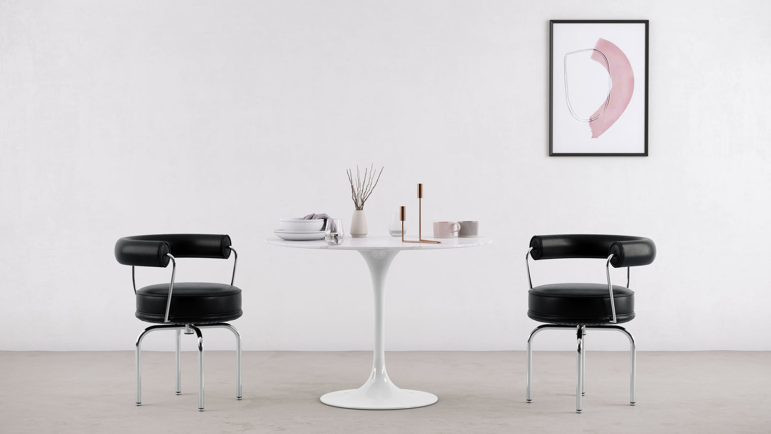 Corbusier Swivel - Corbusier Swivel Chair, Black Premium Leather