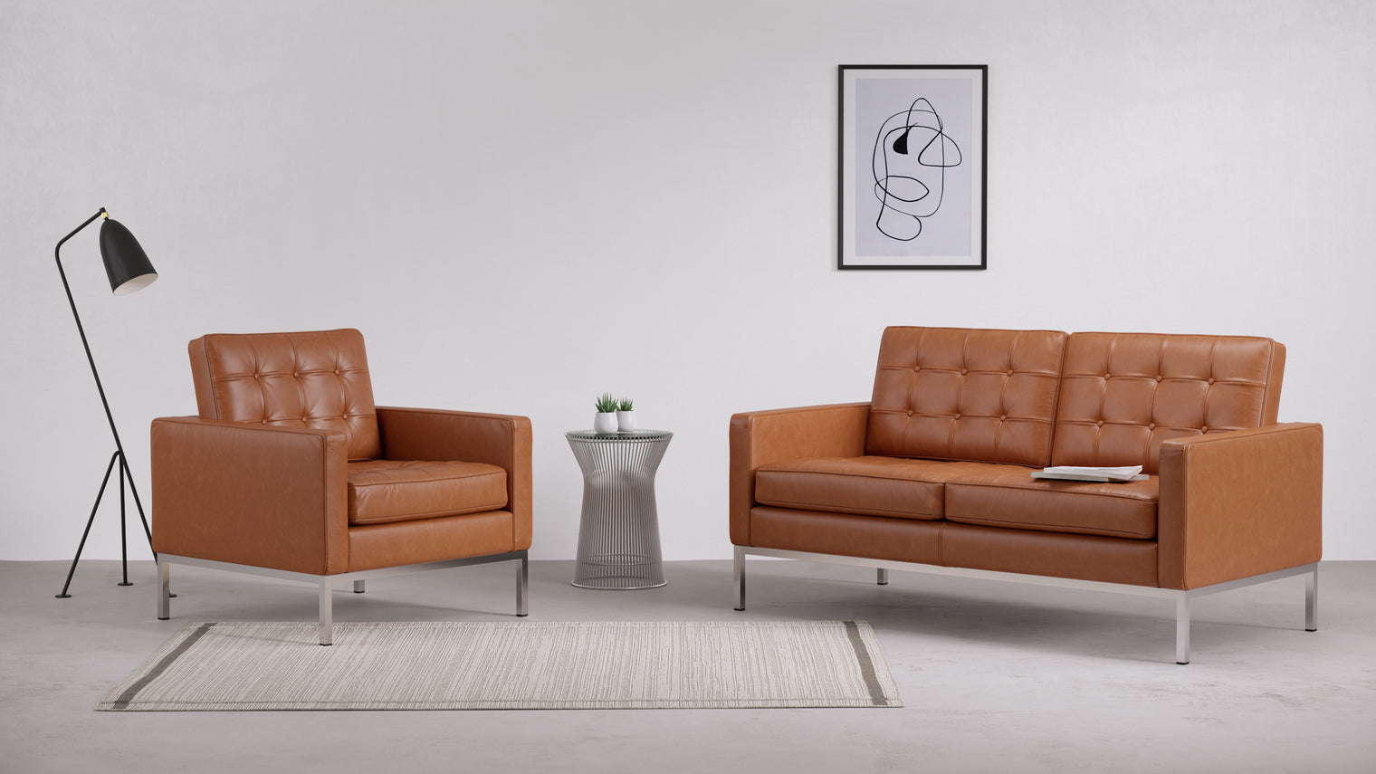 Florence - Florence Two Seater Sofa, Tan Premium Leather