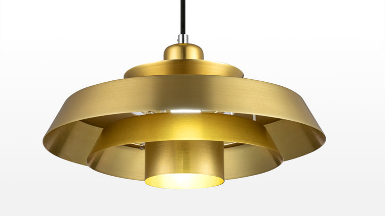 MORE BRILLIANCE | Feature a single pendant or consider combining a duo or trio for a truly unique lighting look. It’s the ideal lighting fixture for your kitchen, powder room, breakfast nook, and more.
