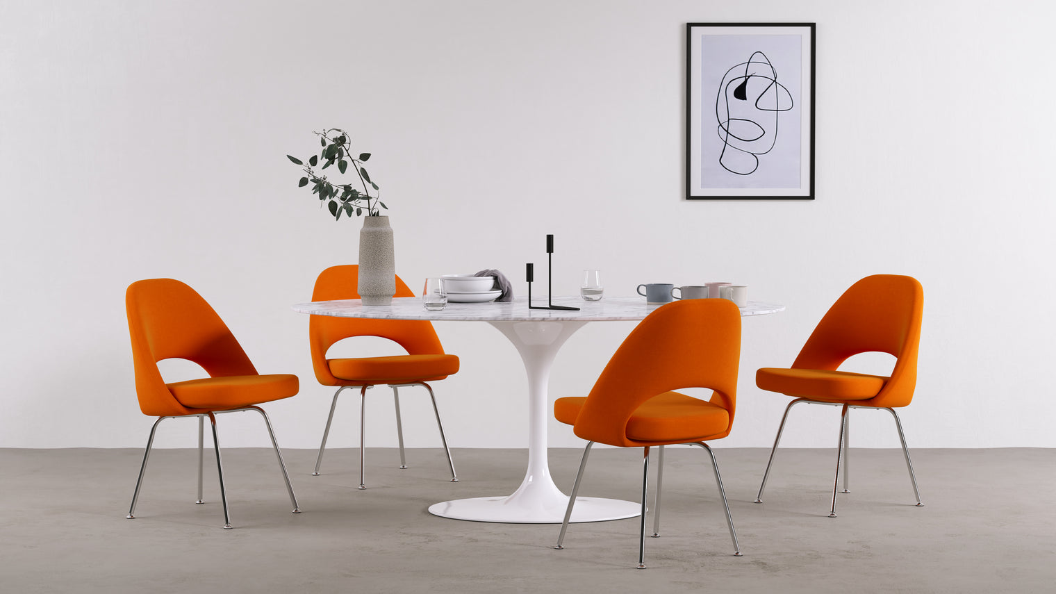 Executive Style - Executive Style Armless Dining Chair, Orange Wool