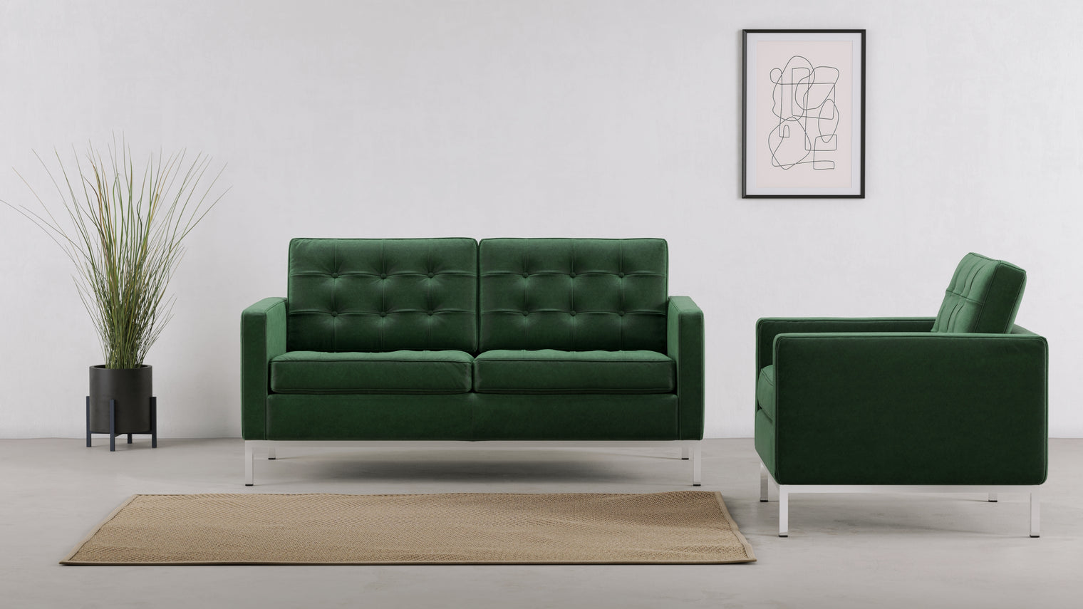 Florence - Florence Lounge Chair, Emerald Green Velvet