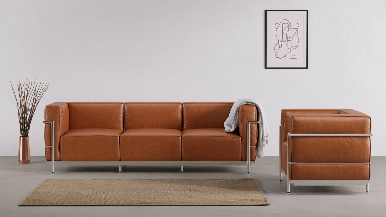 Introducing a Modern Makeover|Inspired by the classic club chair, the designer created the tempting, modern form of the Grand Modele Three-Person Sofa. Featuring deep seating and a minimalist, external steel frame, this seat transforms what’s expected of a sofa.
