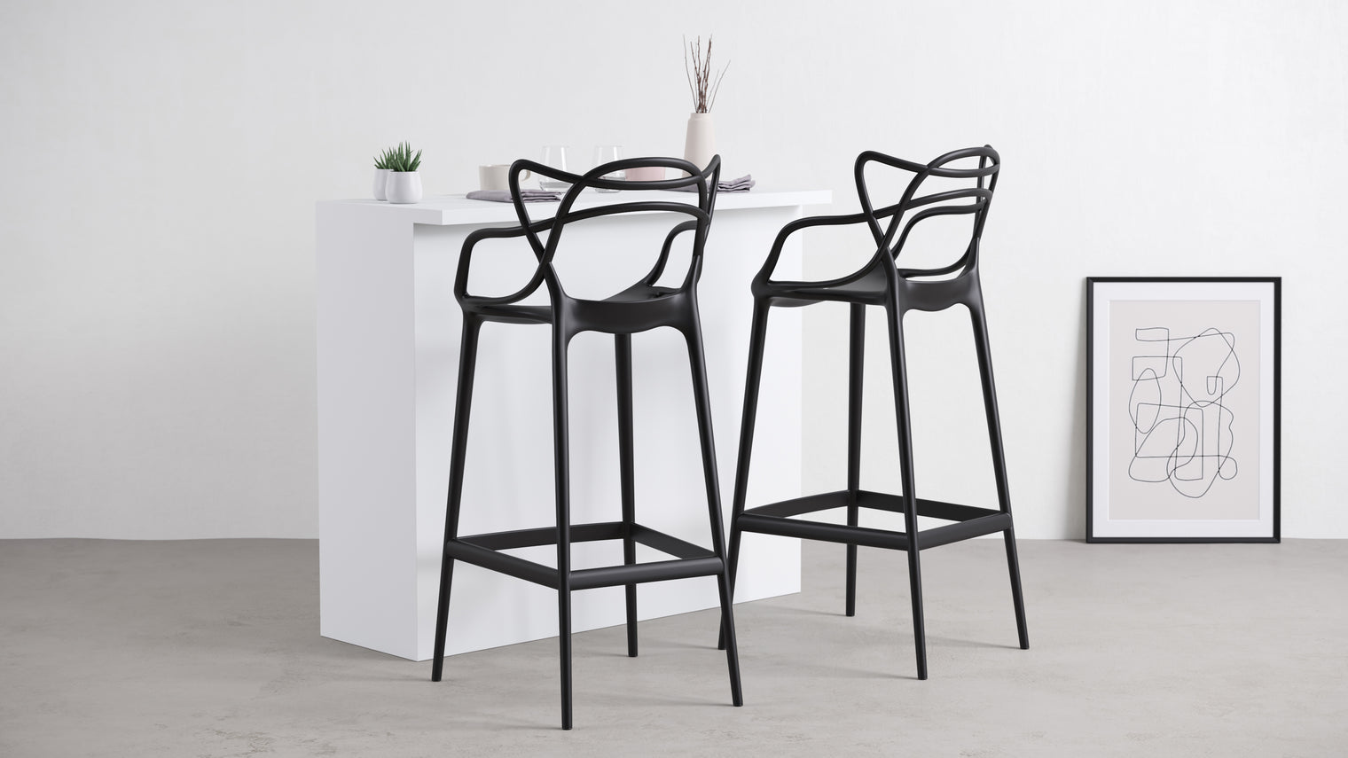 Masters Bar Stool, Black, 29.5" Seat Height Philippe Starck