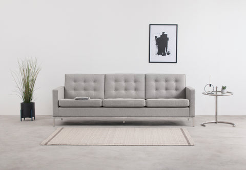 Florence - Florence Three Seater Sofa, Light Gray Wool