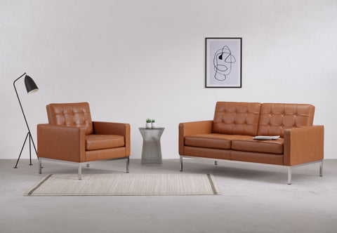 Florence - Florence Two Seater Sofa, Tan Premium Leather