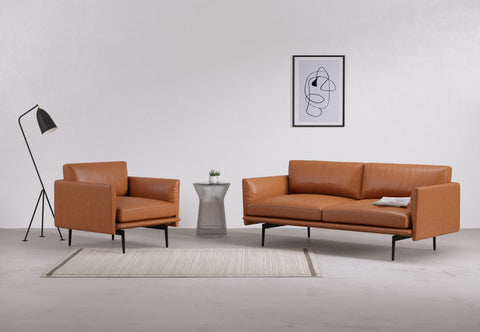 Toriko Sofa - Toriko Two Seater Sofa, Tan Premium Leather