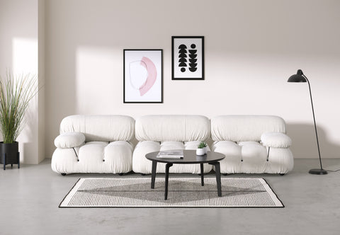Belia - Belia Three Seater Sofa, White Boucle