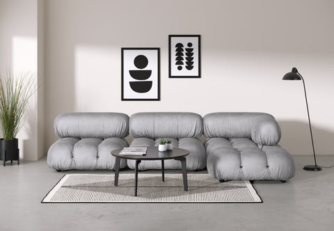 Belia - Belia Sectional, Right Chaise, Light Gray Velvet