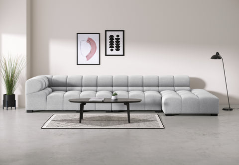 Tufted - Tufted Sectional, Large, Right Chaise, Light Gray Wool