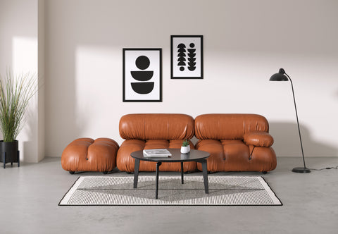 Belia - Belia Open End Sofa, Left, Tan Premium Leather